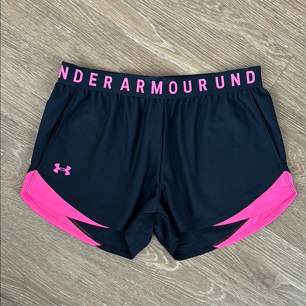 Under Armour Black Athletic Shorts with Pink Trim